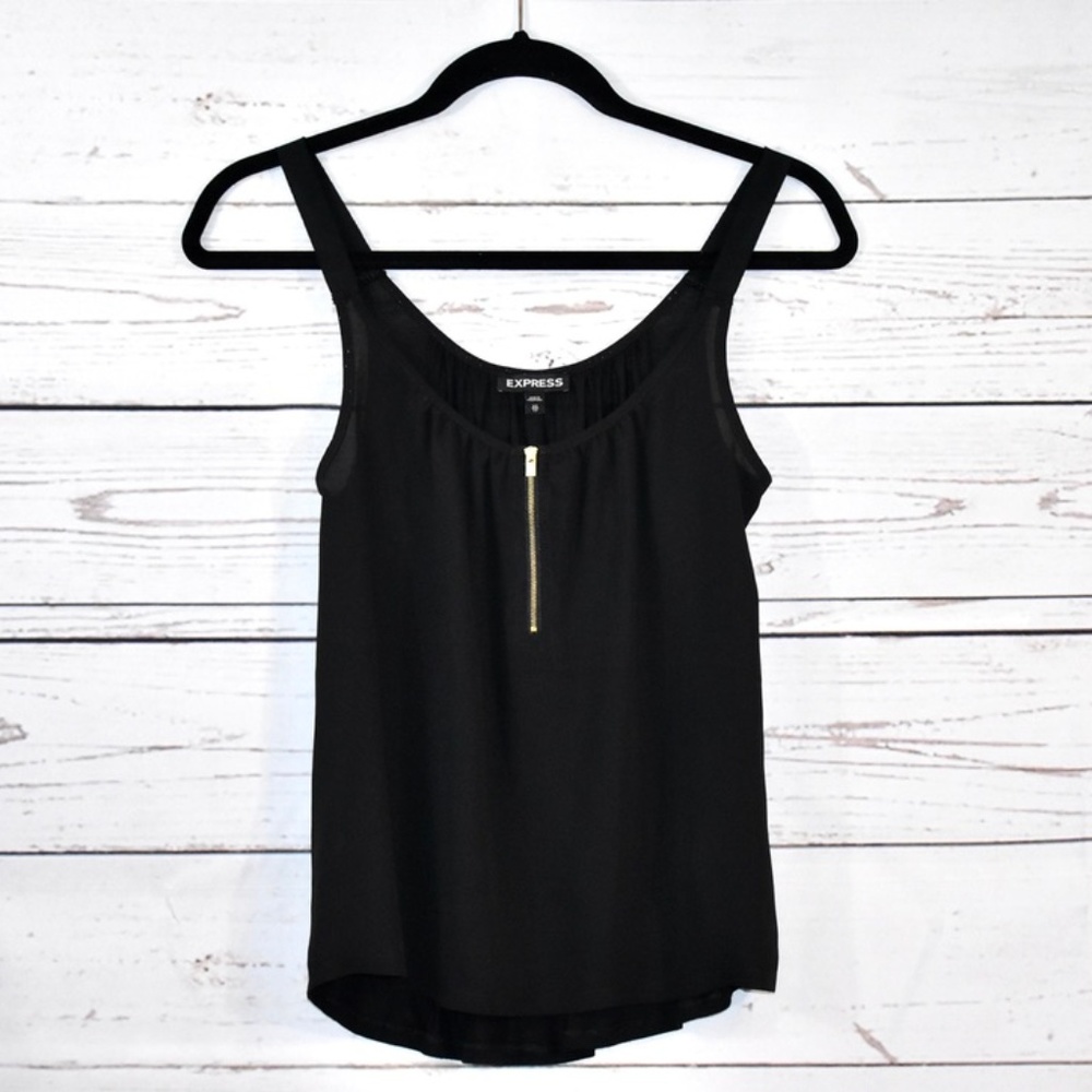 Express Black Tank Top with Gold Zipper 1/4 XS